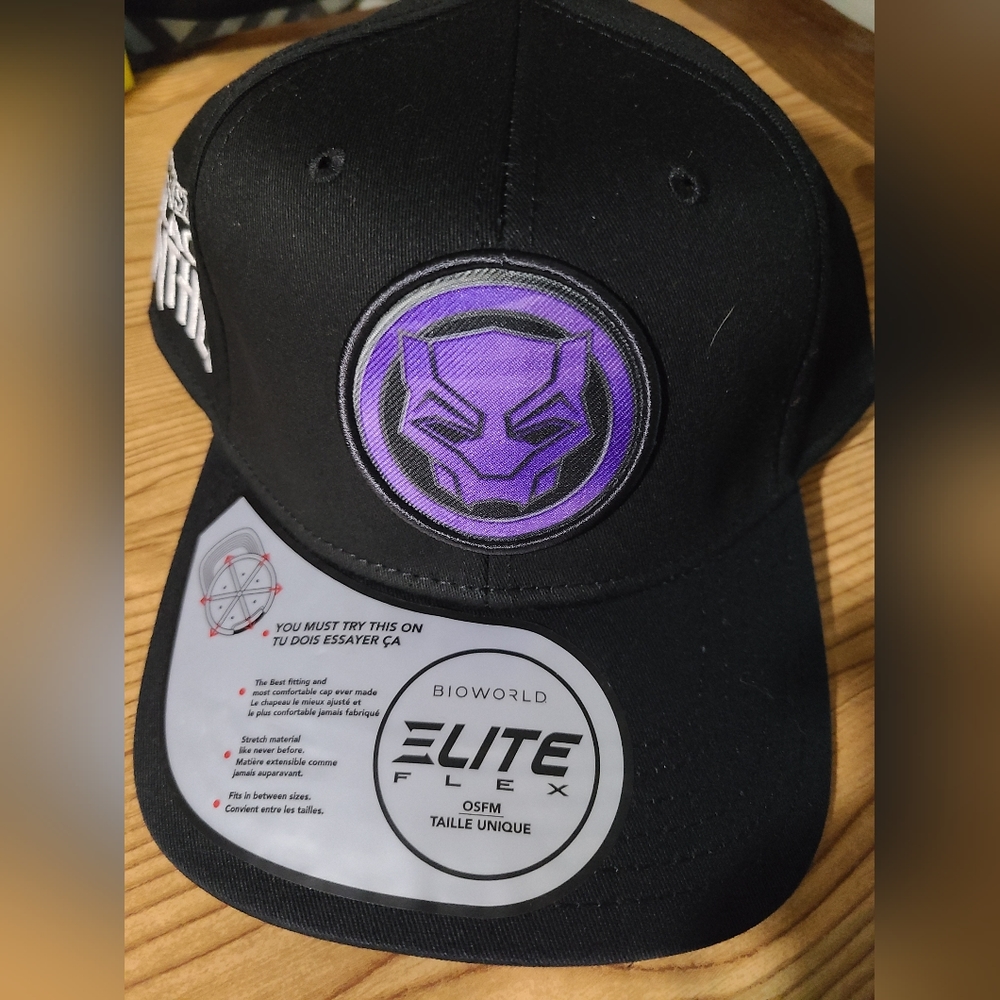 Marvel Black Panther Bioworld Elite Flex adjustable Snapback hat OSFM (NEW)